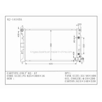 Radiateur automatique en aluminium de refroidissement efficace pour Mitsubishi Colt′02 à